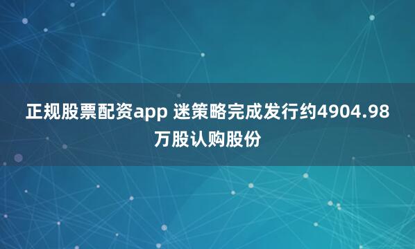 正规股票配资app 迷策略完成发行约4904.98万股认购股份